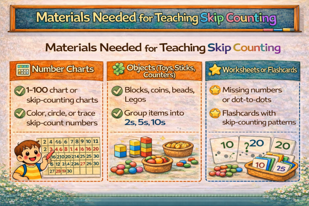 How to Write a Lesson Plan on Skip Counting for Class 1? 3 Materials Needed for Teaching Skip Counting