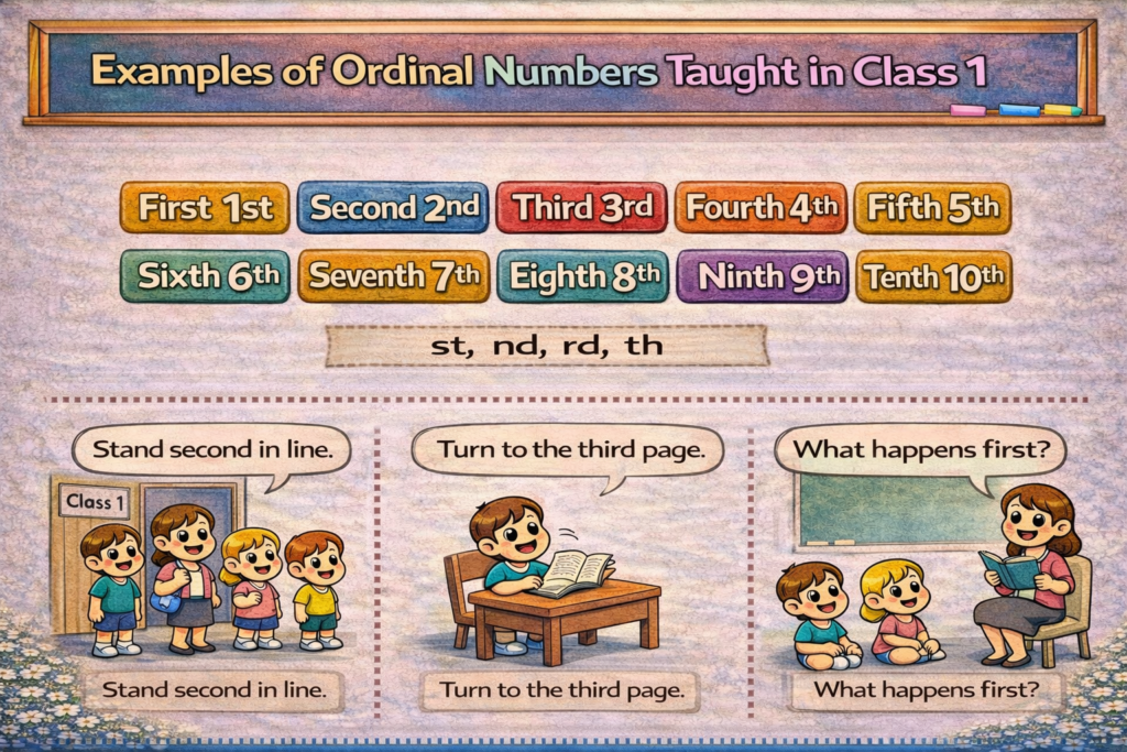 Examples of Ordinal Numbers Taught in Class 1