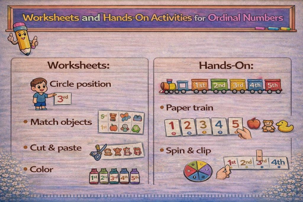 Worksheets and Hands-On Activities for Ordinal Numbers