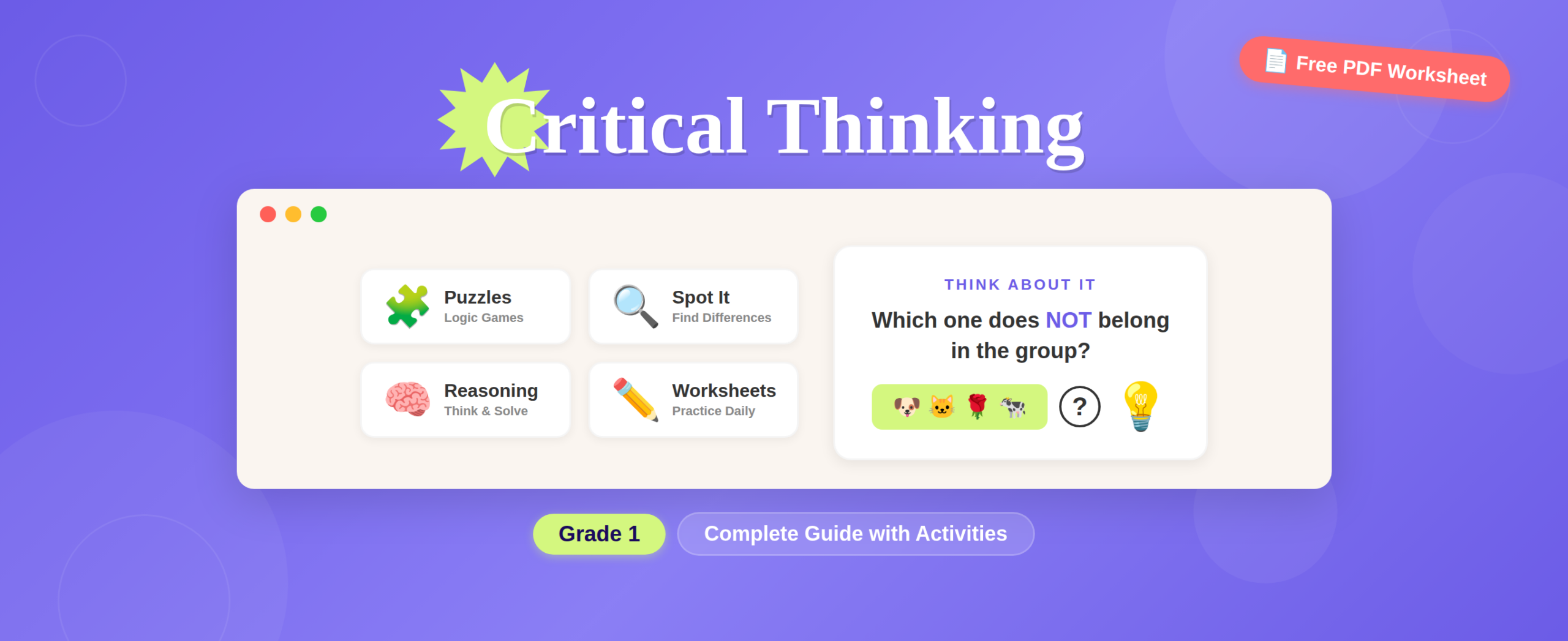 Critical Thinking Activities for Grade 1