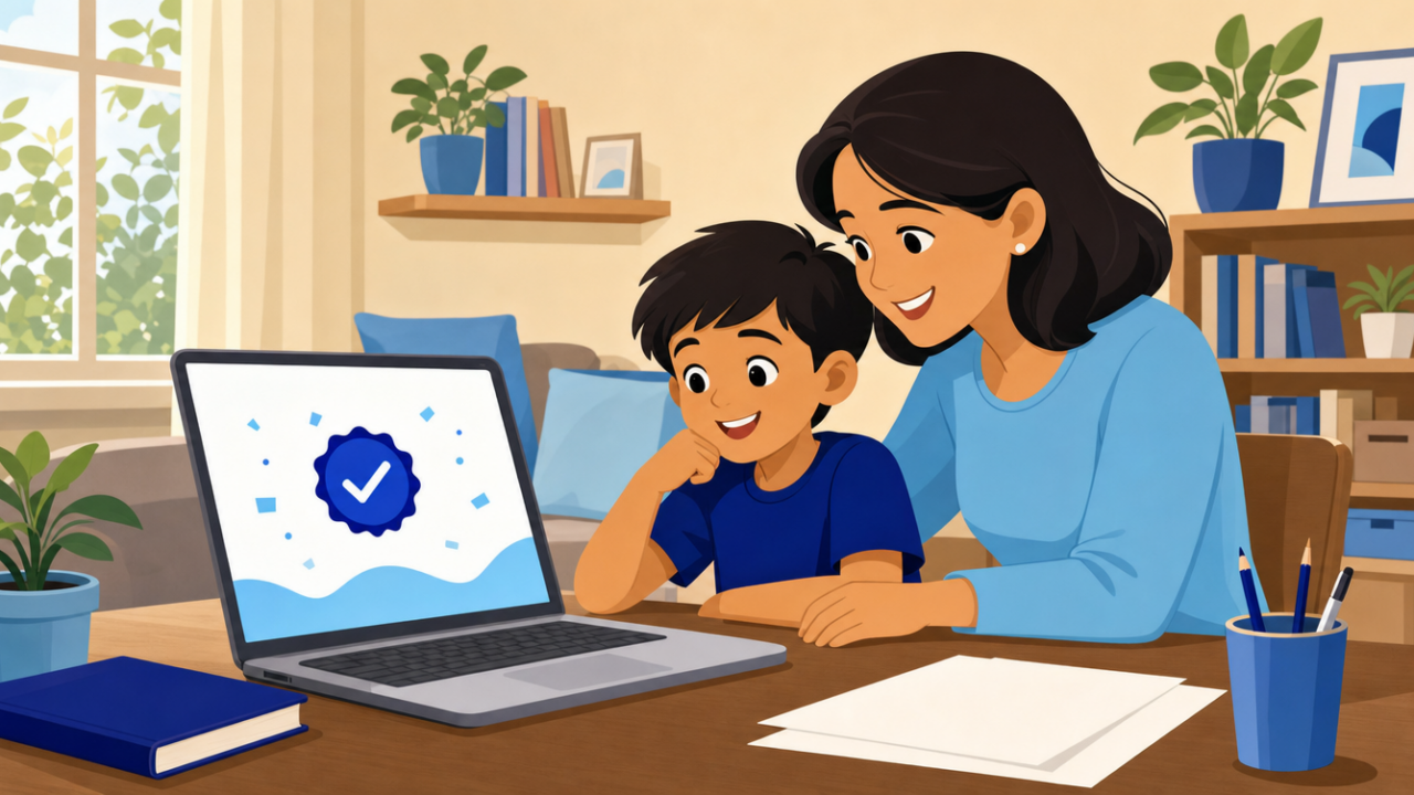 Noetic Learning Math Contest: Grades, Format & Prep (2026) 17 Parent and child looking at a math contest registration on a laptop together