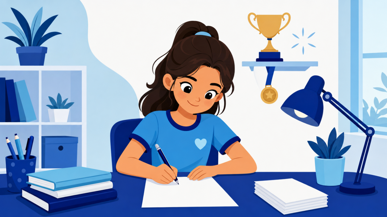 Math Prize for Girls: Who Can Apply and What It Pays 15 Illustration of a young female student solving a math competition problem
